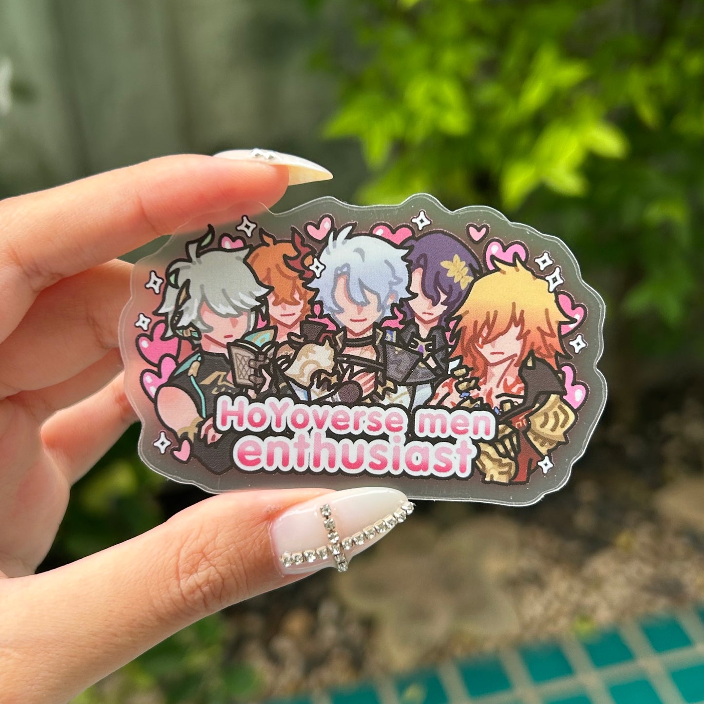 2D men enthusiasts BIG transparent sticker