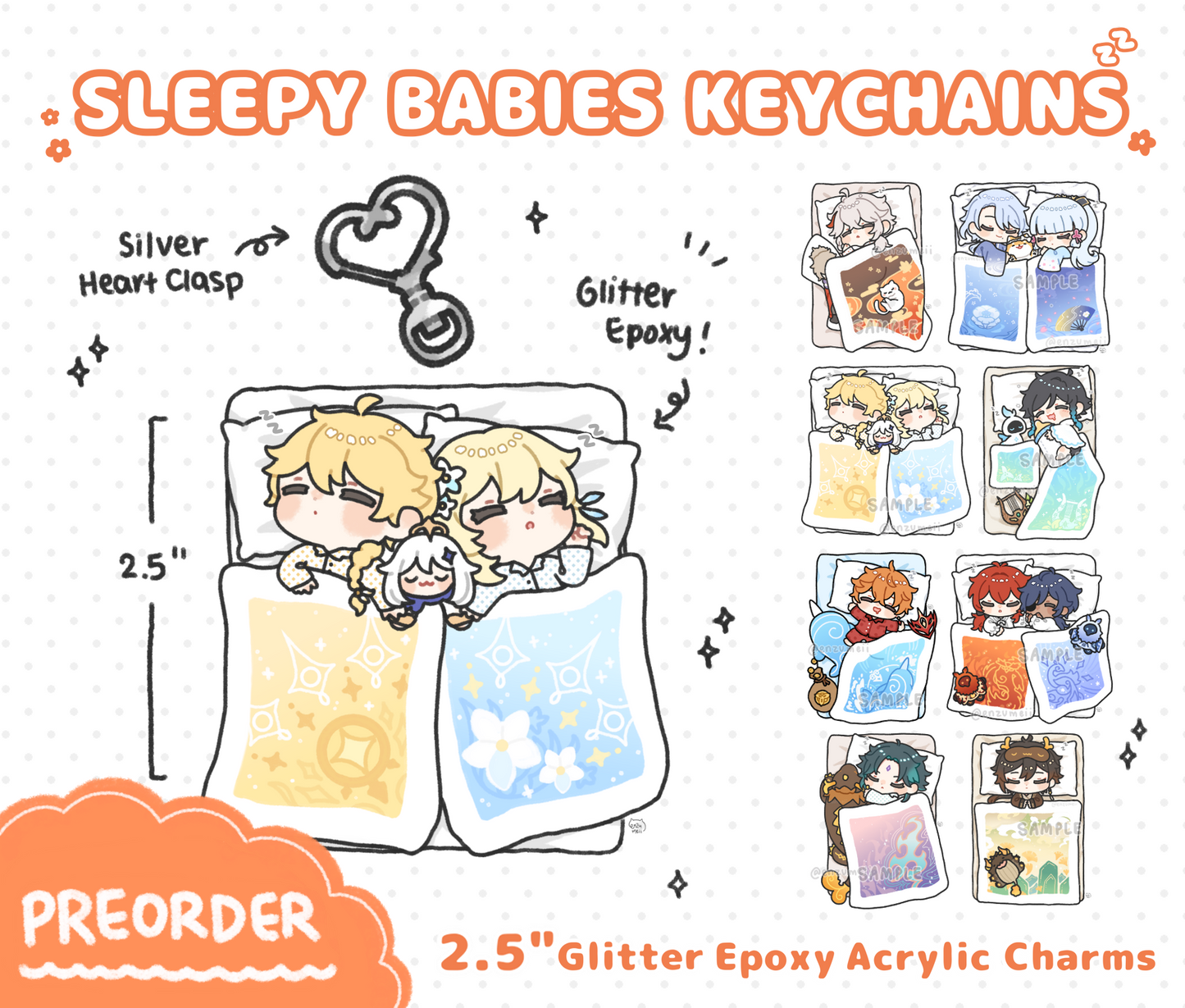 Genshin Sleepy Babies Acrylic Keychains