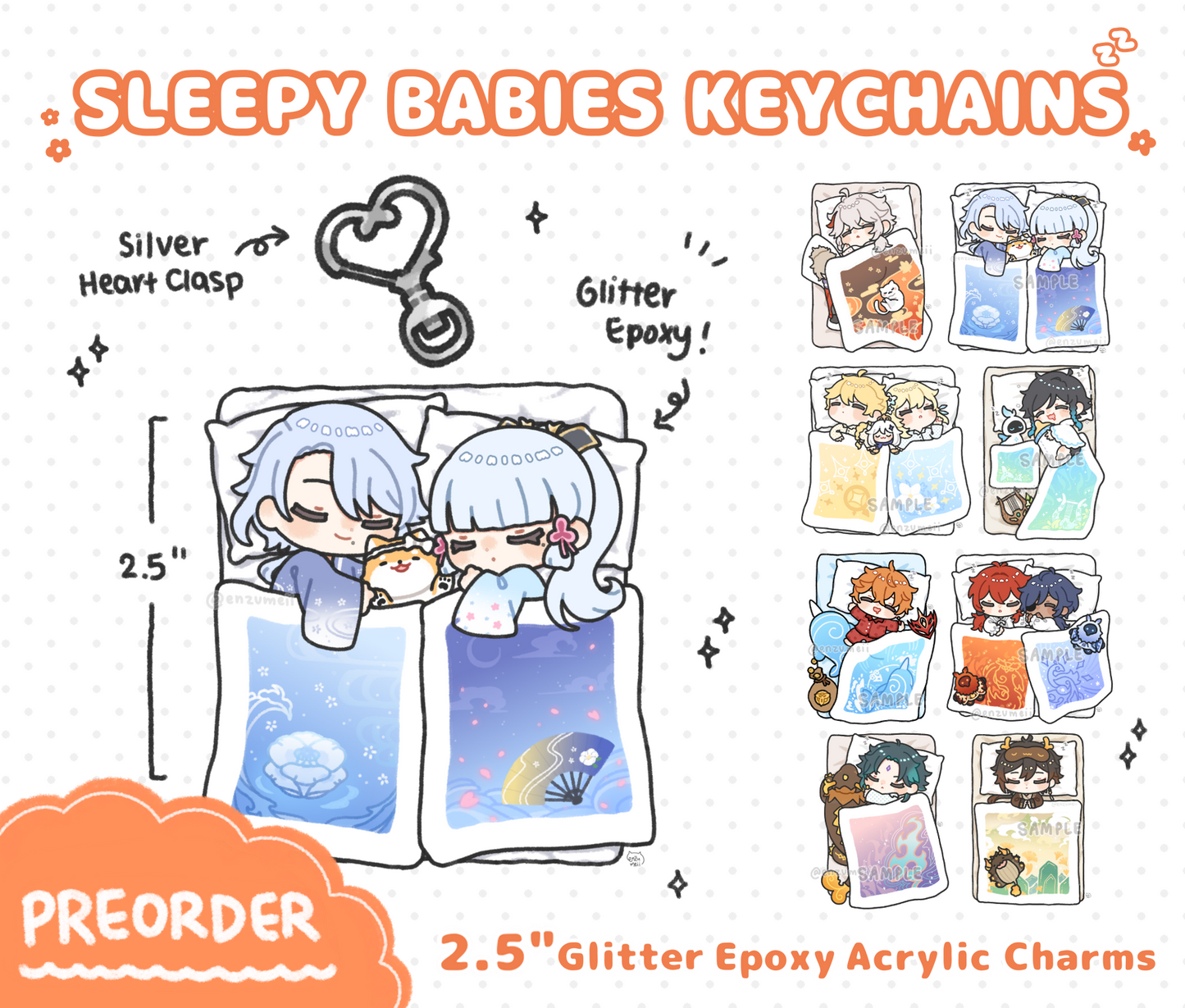 Genshin Sleepy Babies Acrylic Keychains