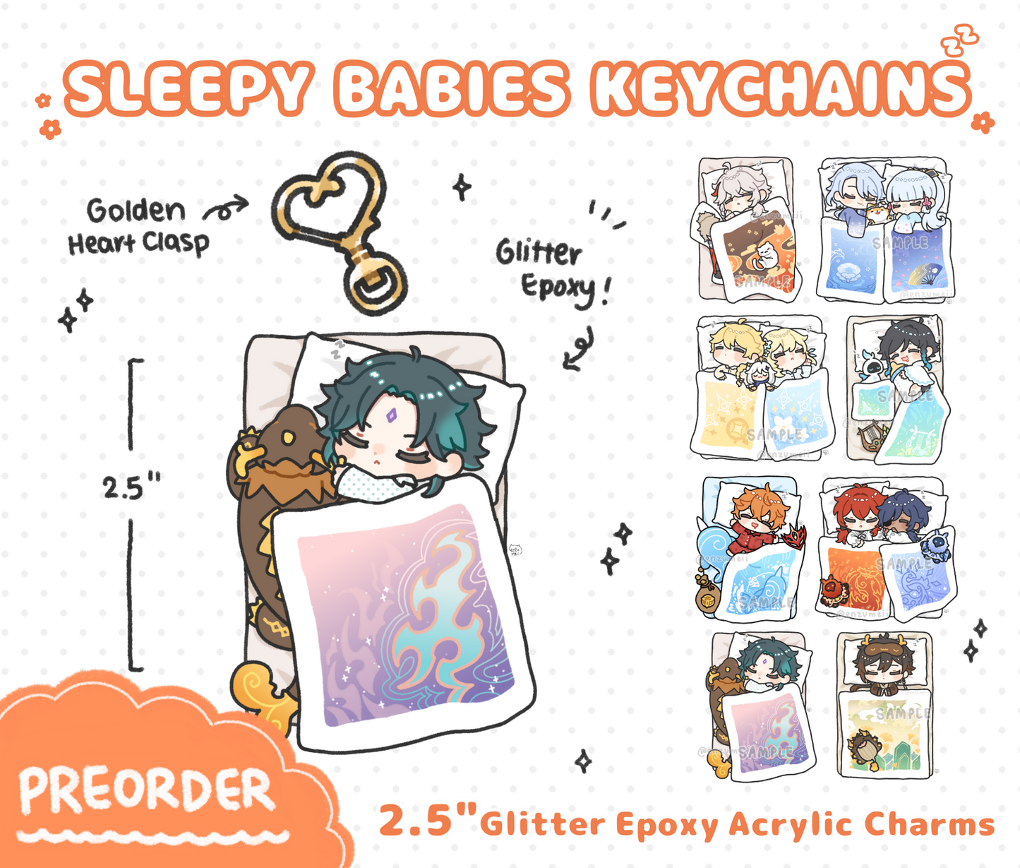 Genshin Sleepy Babies Acrylic Keychains