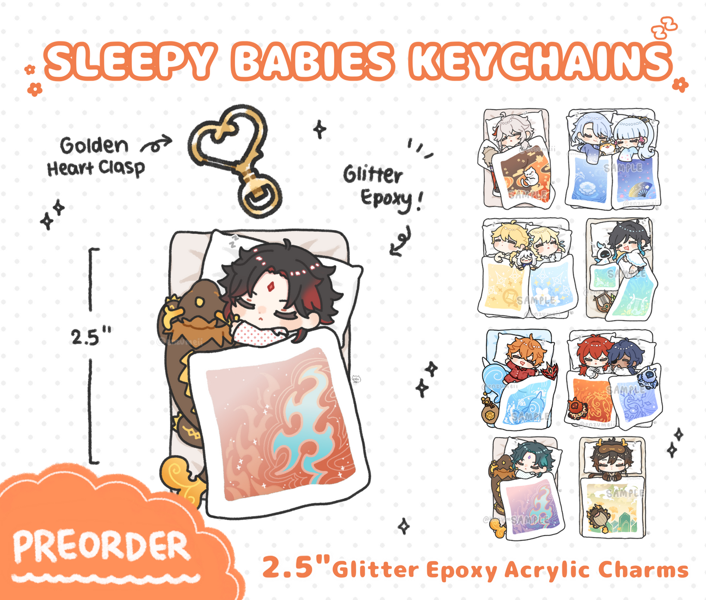 Genshin Sleepy Babies Acrylic Keychains