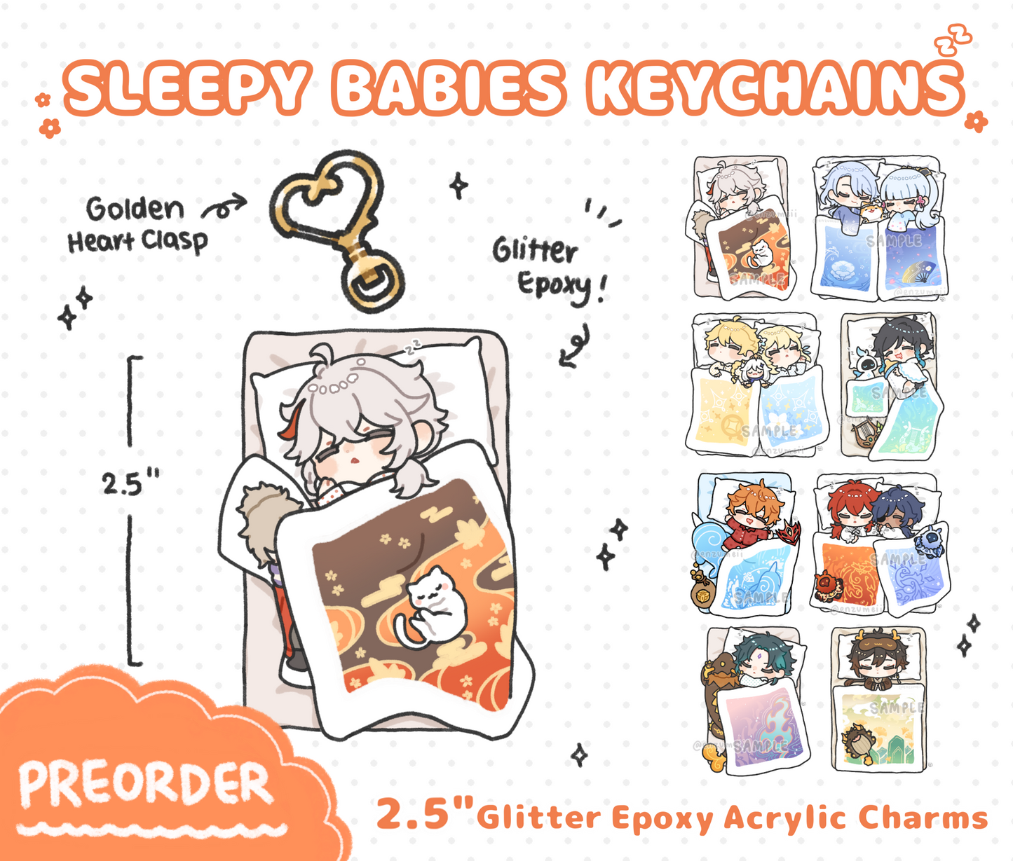 Genshin Sleepy Babies Acrylic Keychains