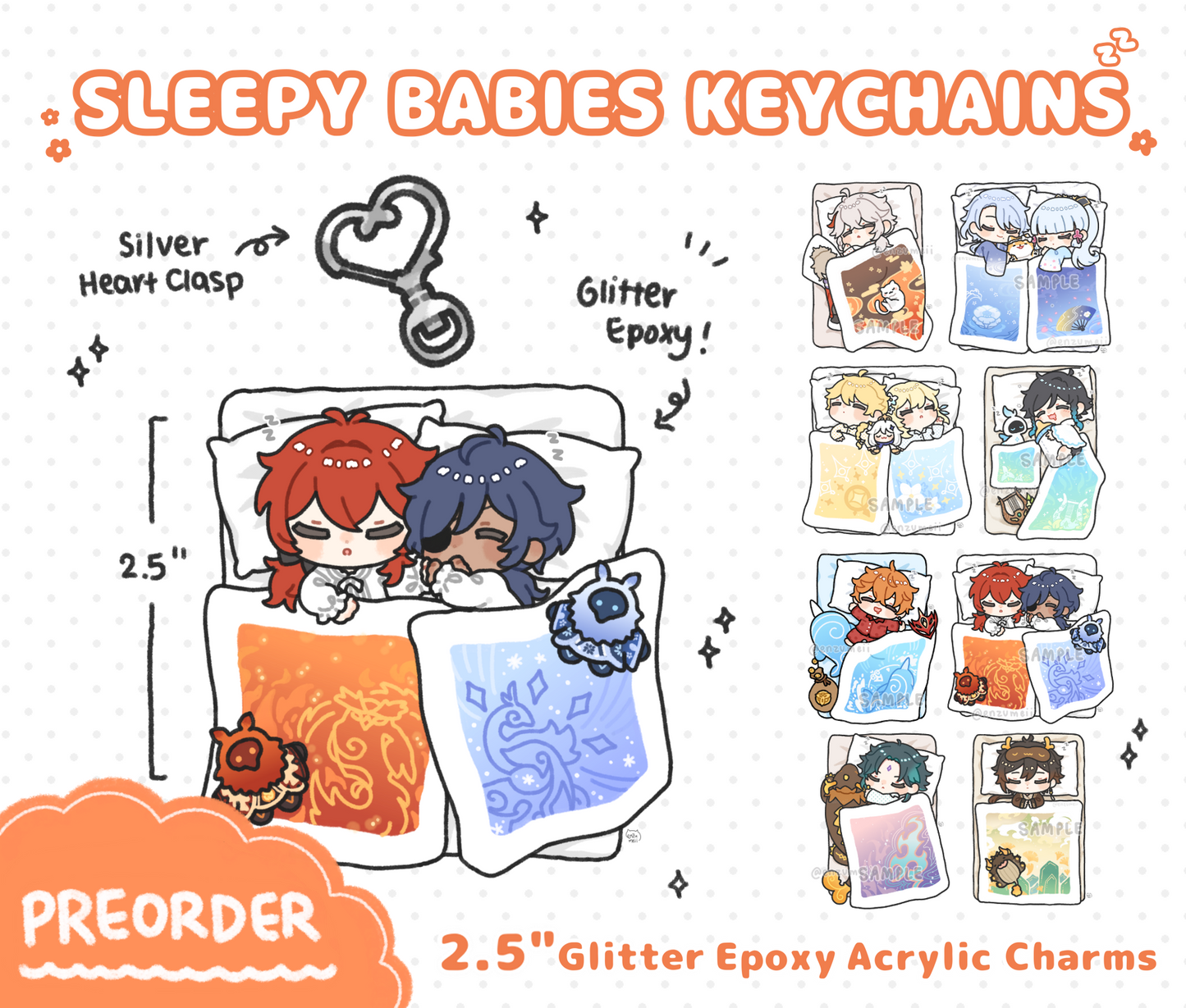 Genshin Sleepy Babies Acrylic Keychains