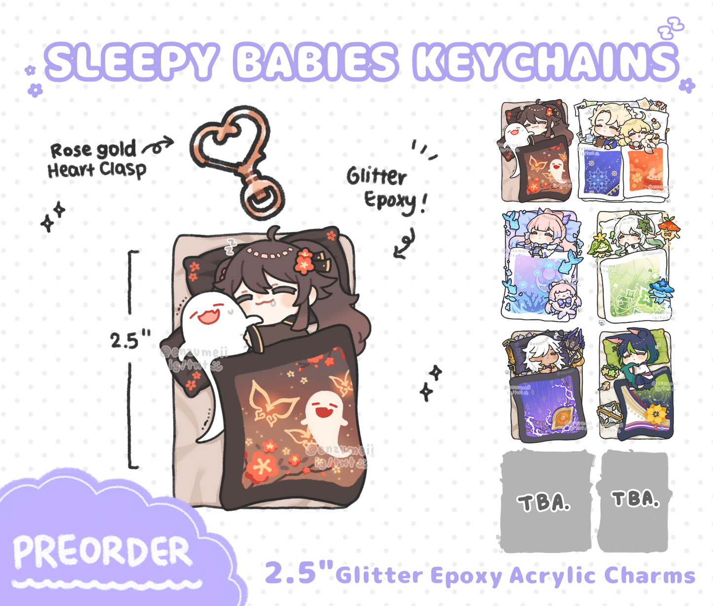 Genshin Sleepy Babies Acrylic Keychains