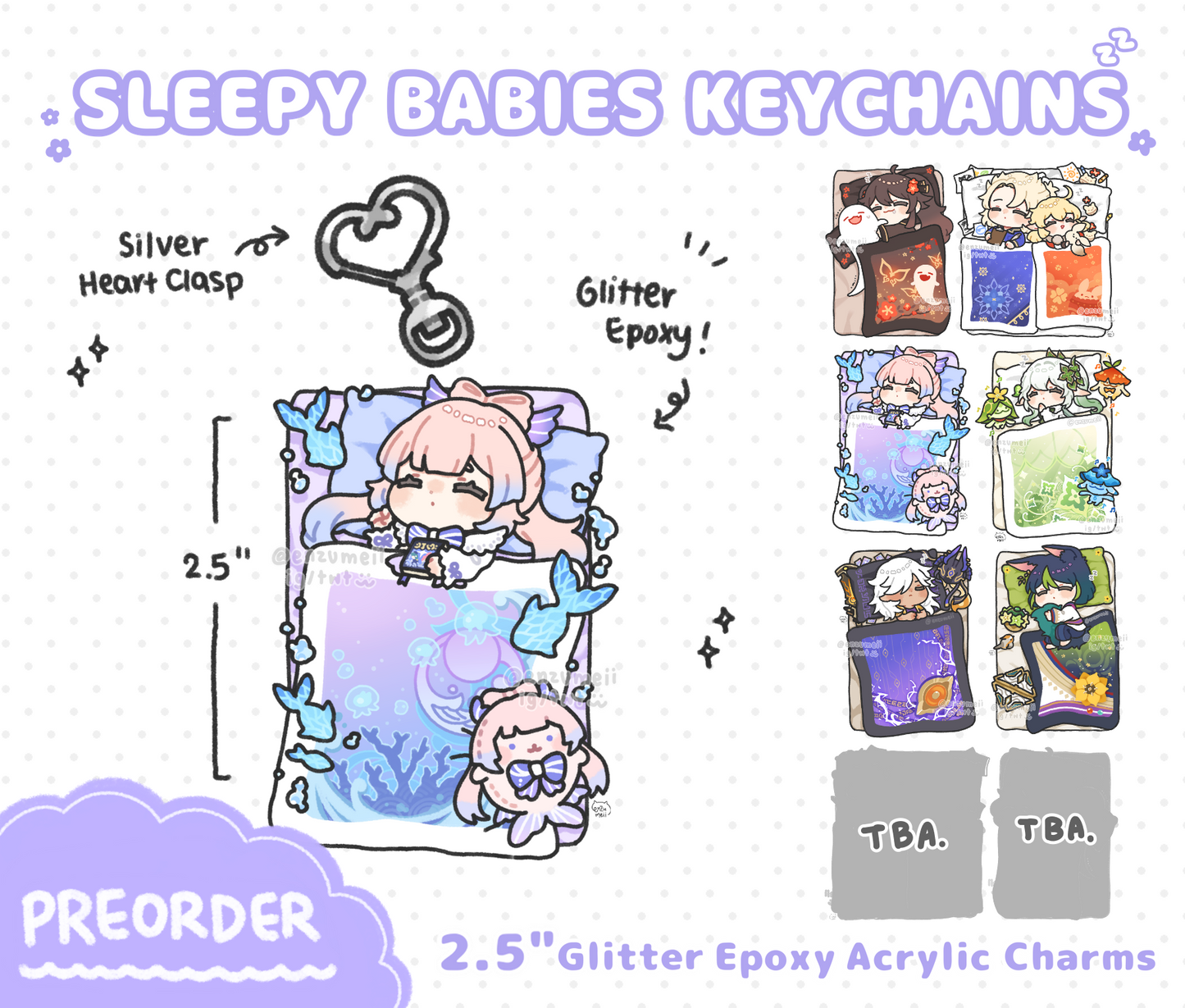 Genshin Sleepy Babies Acrylic Keychains