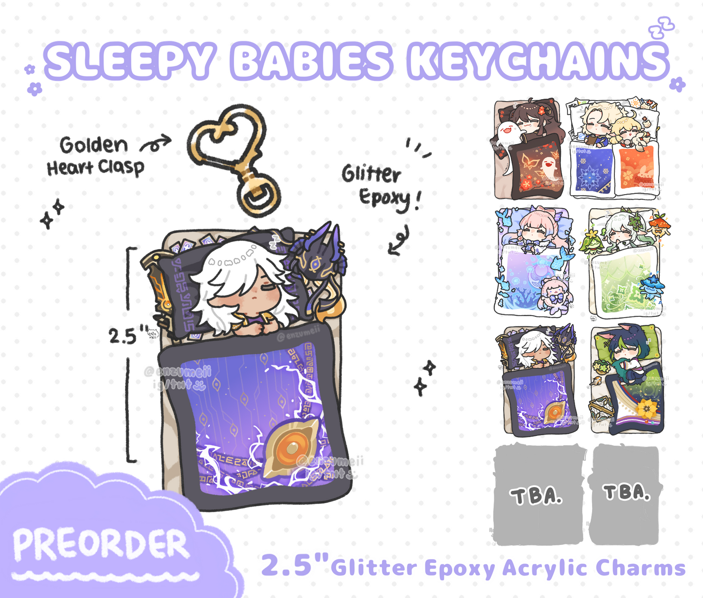 Genshin Sleepy Babies Acrylic Keychains