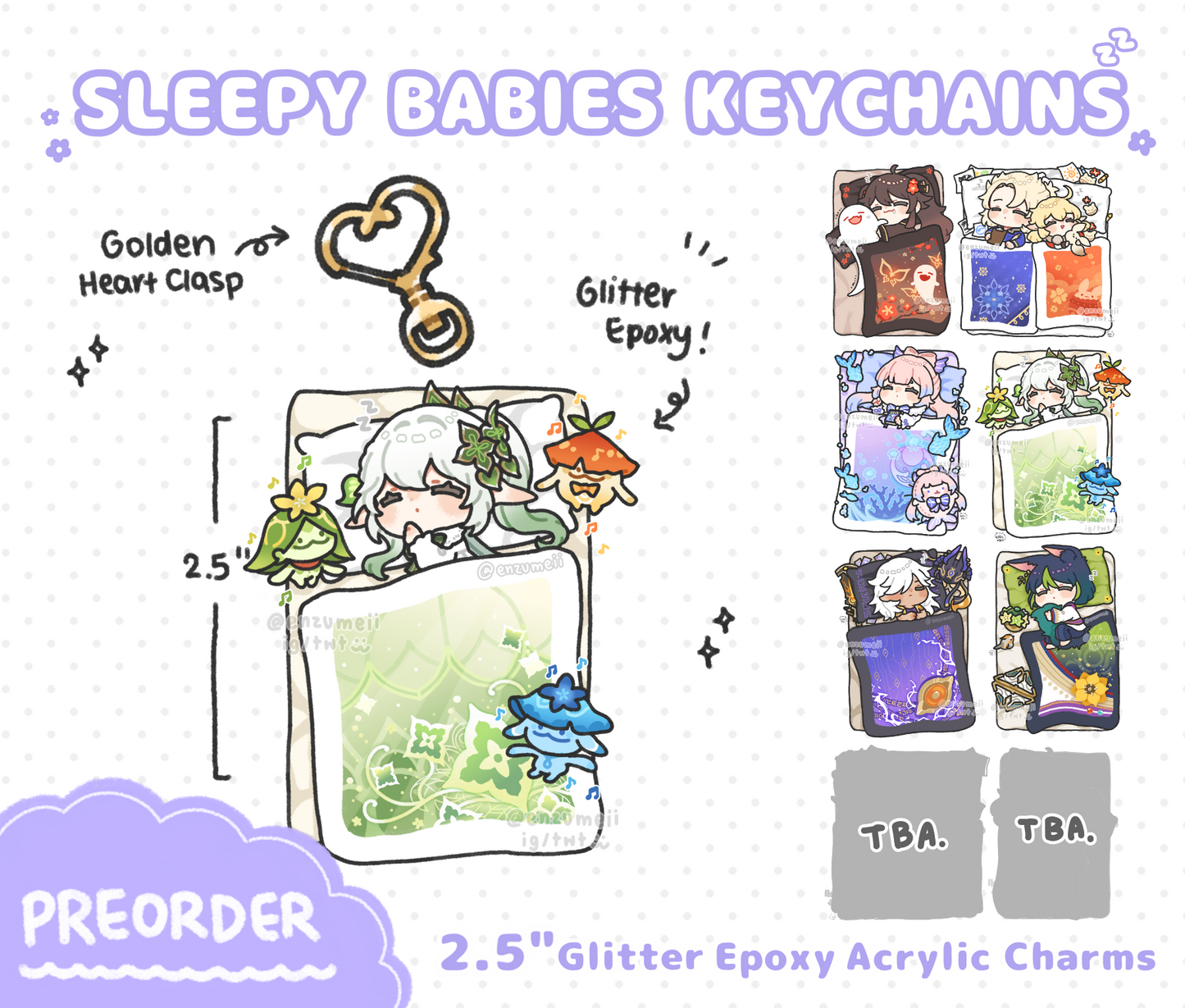 Genshin Sleepy Babies Acrylic Keychains