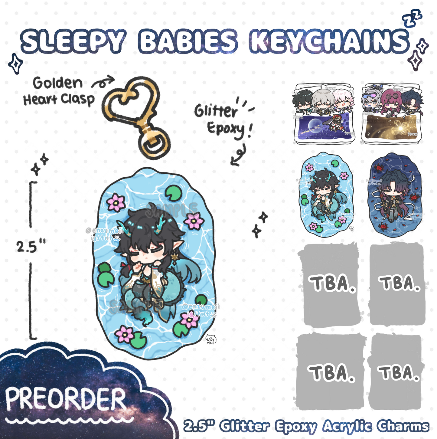 H:SR Sleepy Babies Acrylic keychains