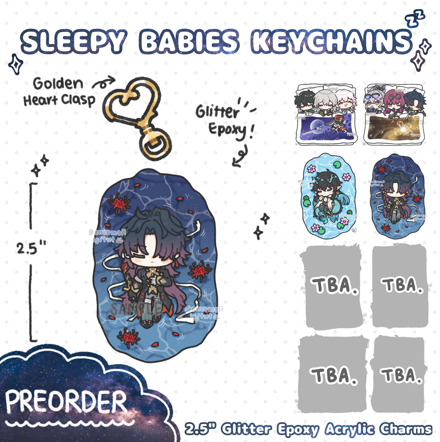 H:SR Sleepy Babies Acrylic keychains