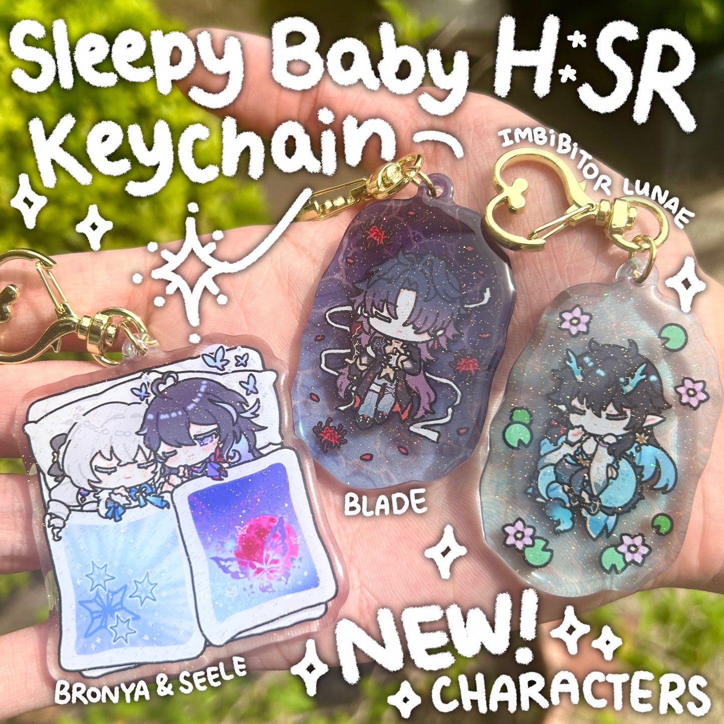 H:SR Sleepy Babies Glitter Epoxy Acrylic keychains