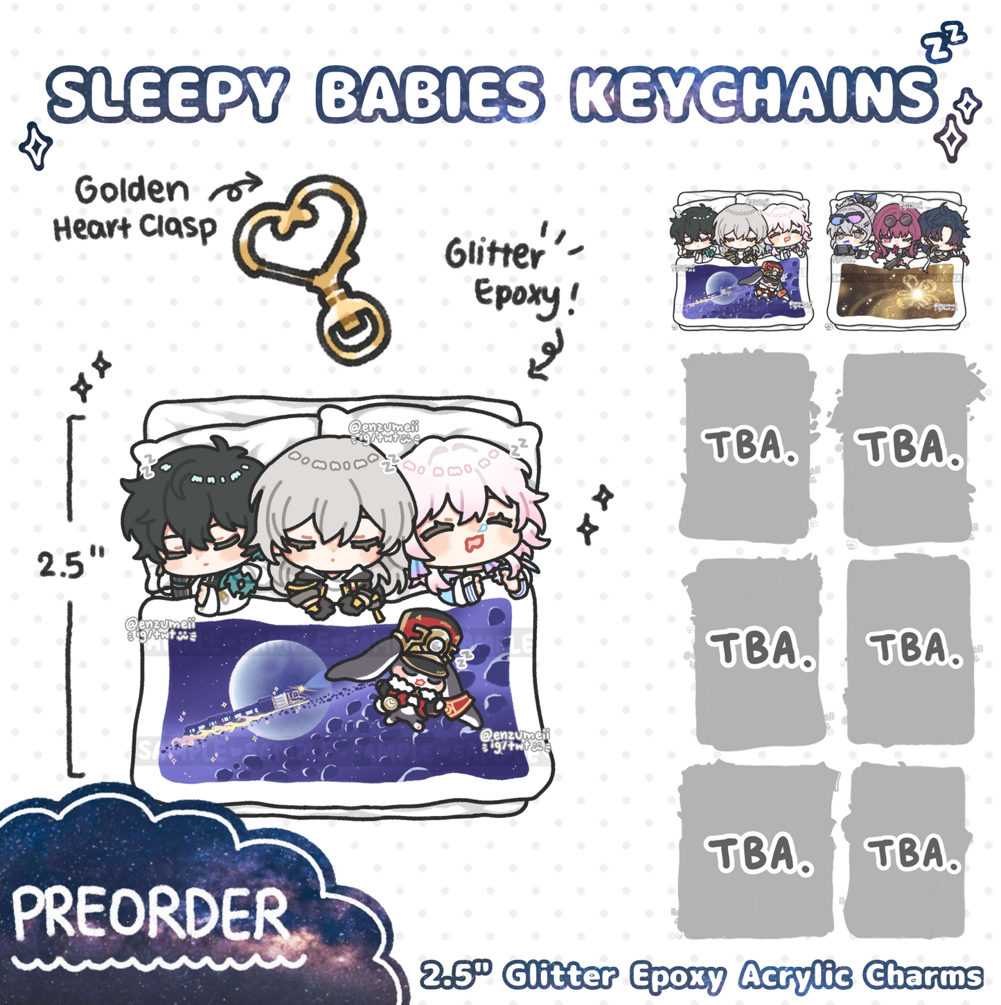 H:SR Sleepy Babies Acrylic keychains