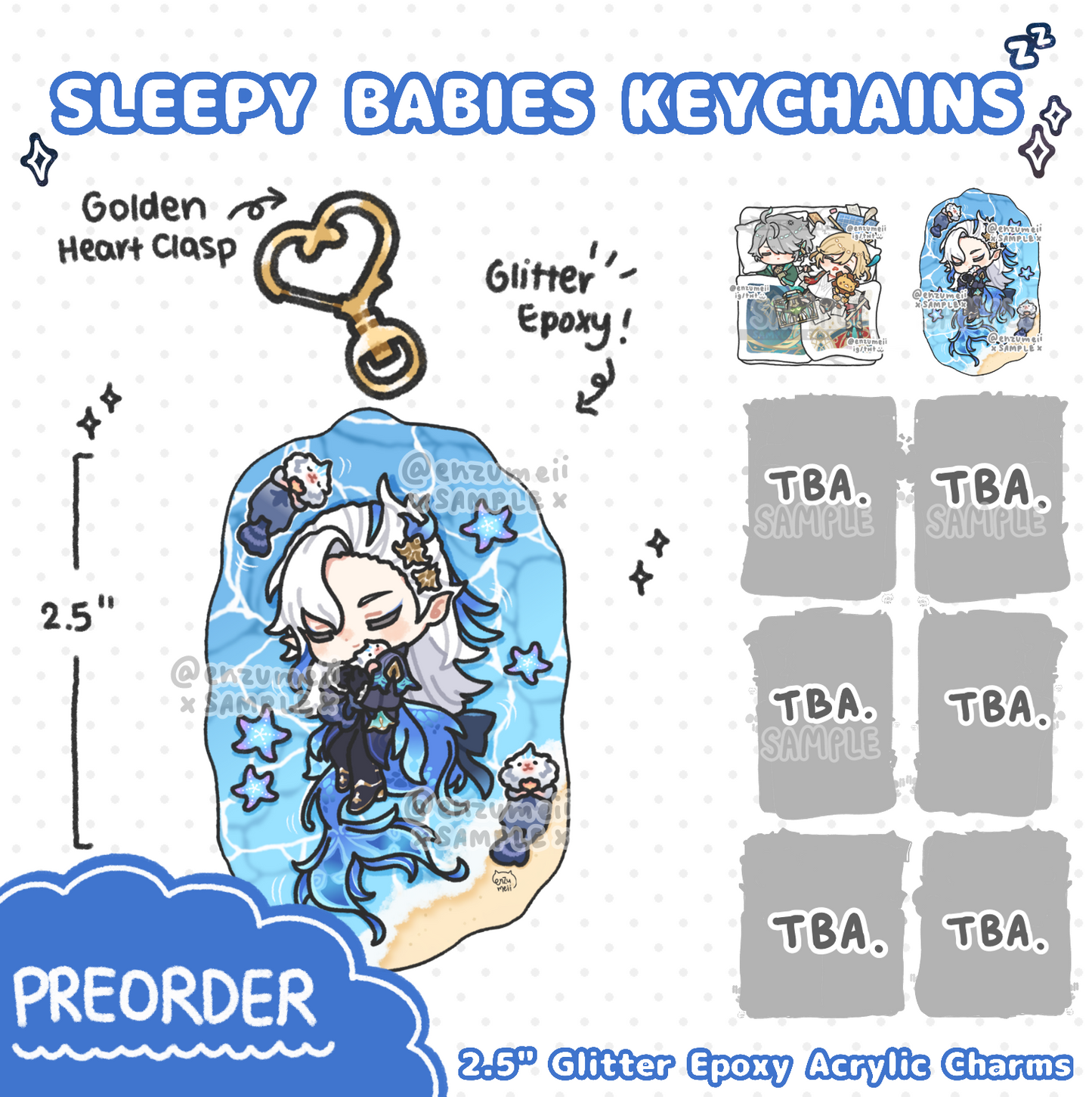 Genshin Sleepy Babies Acrylic Keychains