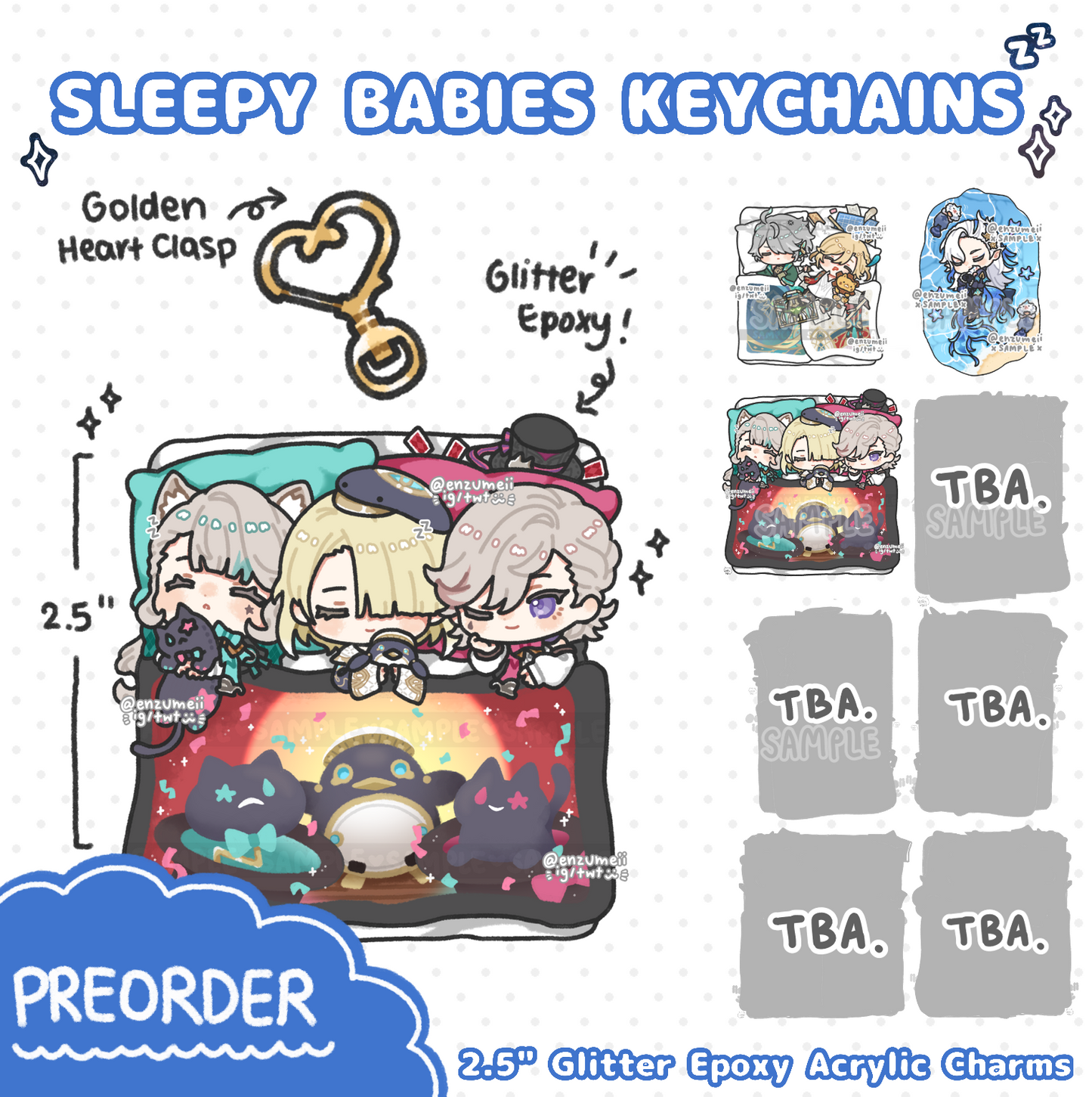 Genshin Sleepy Babies Acrylic Keychains