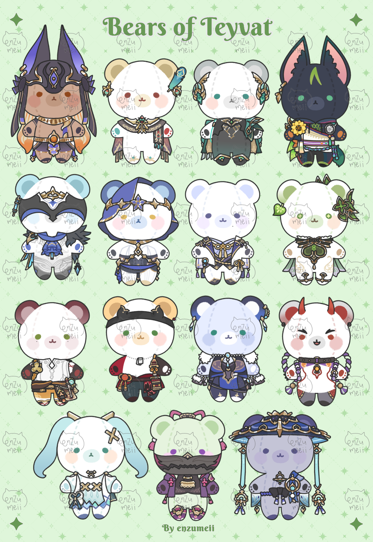 Bears of Teyvat, Genshin Impact Bears Sticker sheet