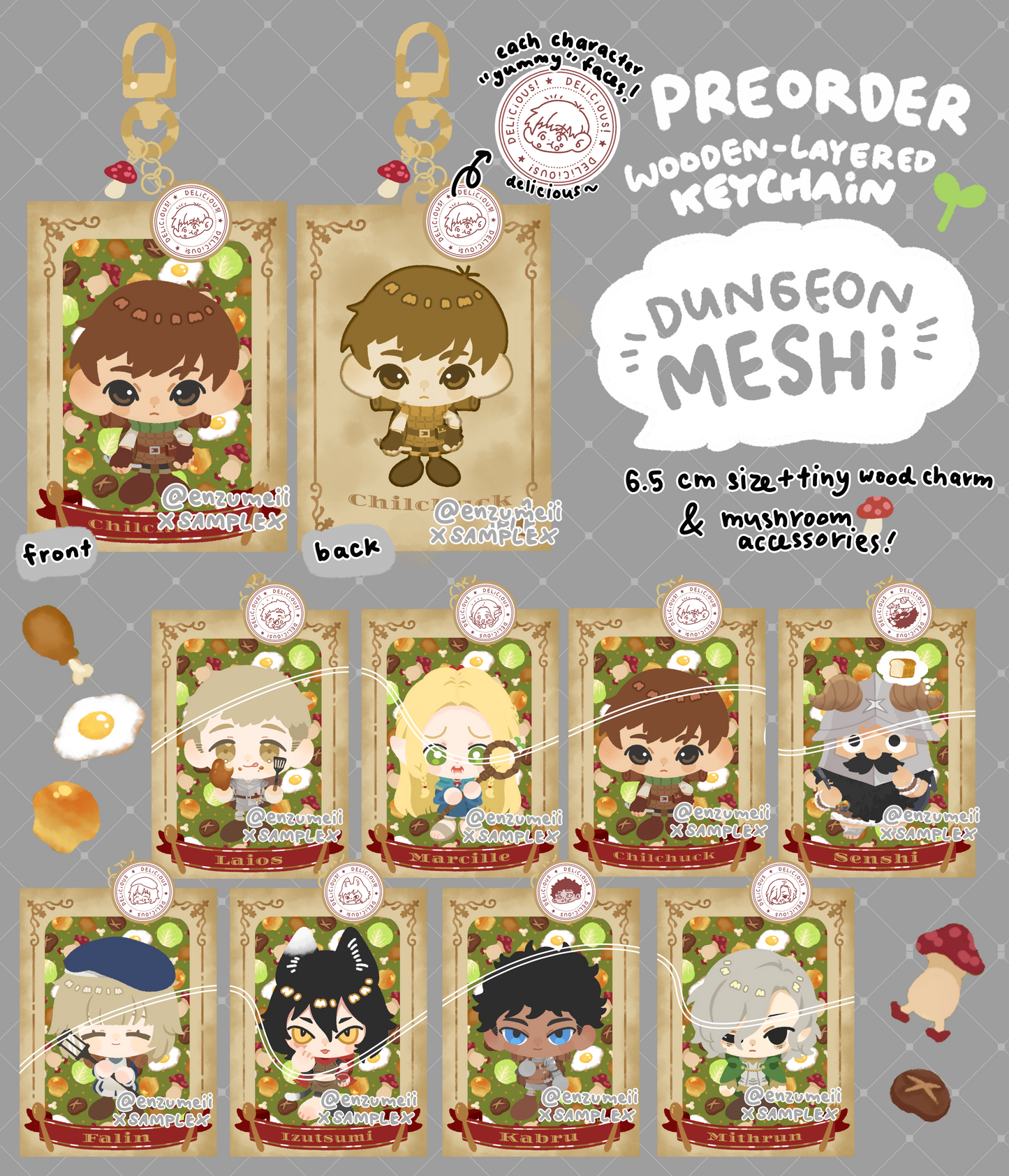 Dungeon meshi🍖 Wooden layer keychain