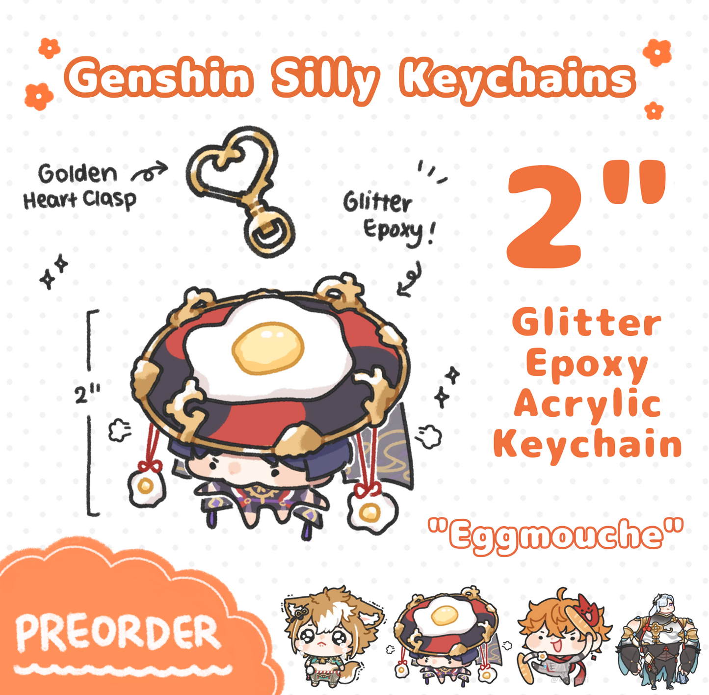 Genshin Silly Glitter Epoxy Acrylic Keychains