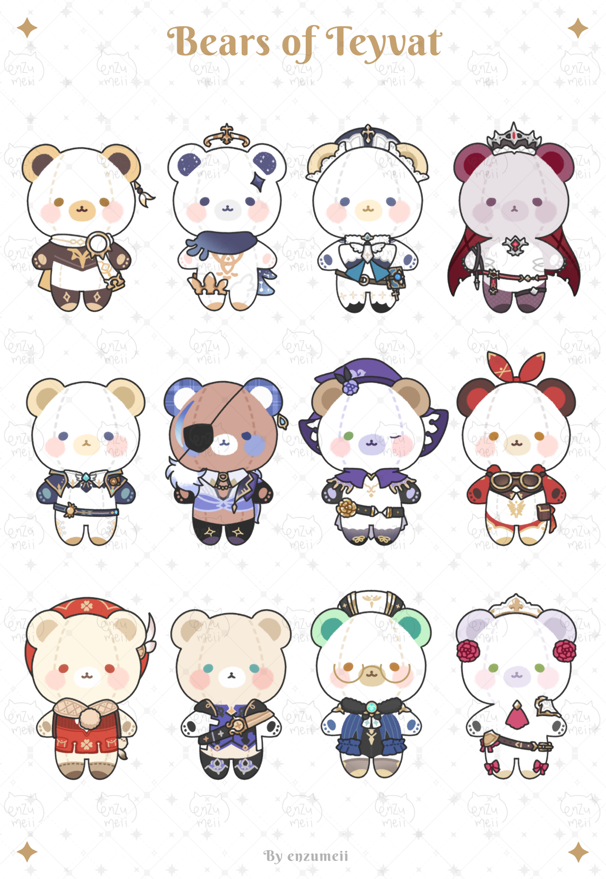 Bears of Teyvat, Genshin Impact Bears Sticker sheet