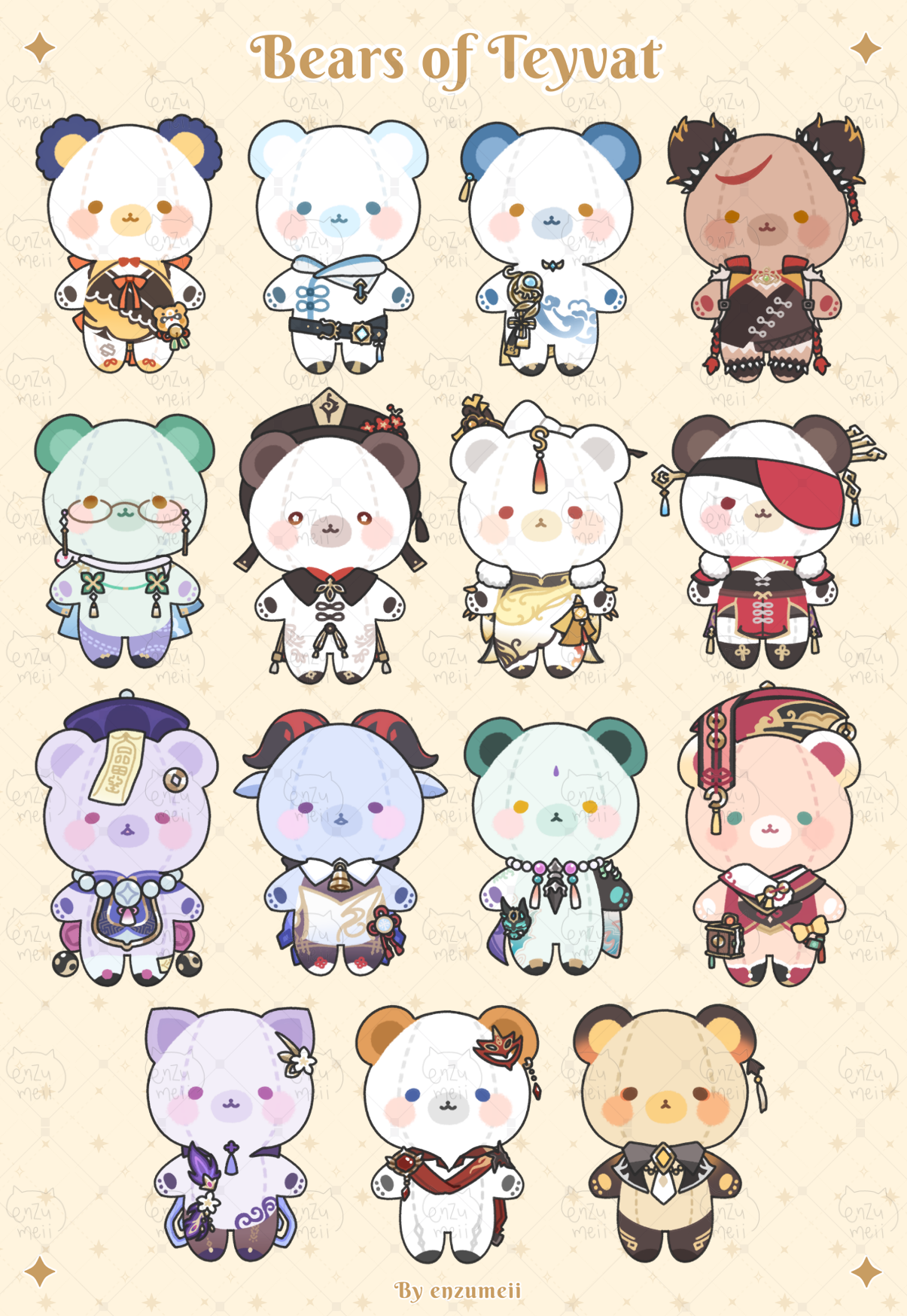 Bears of Teyvat, Genshin Impact Bears Sticker sheet
