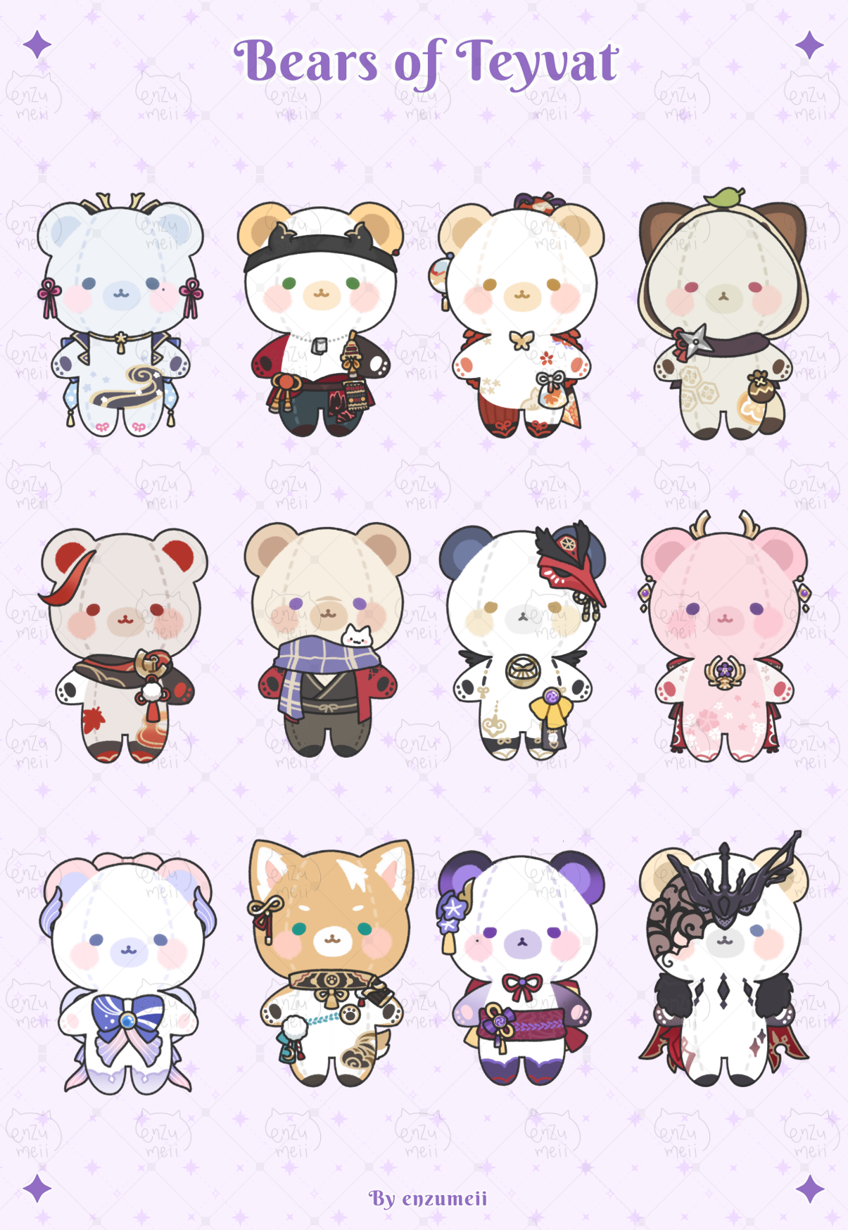 Bears of Teyvat, Genshin Impact Bears Sticker sheet