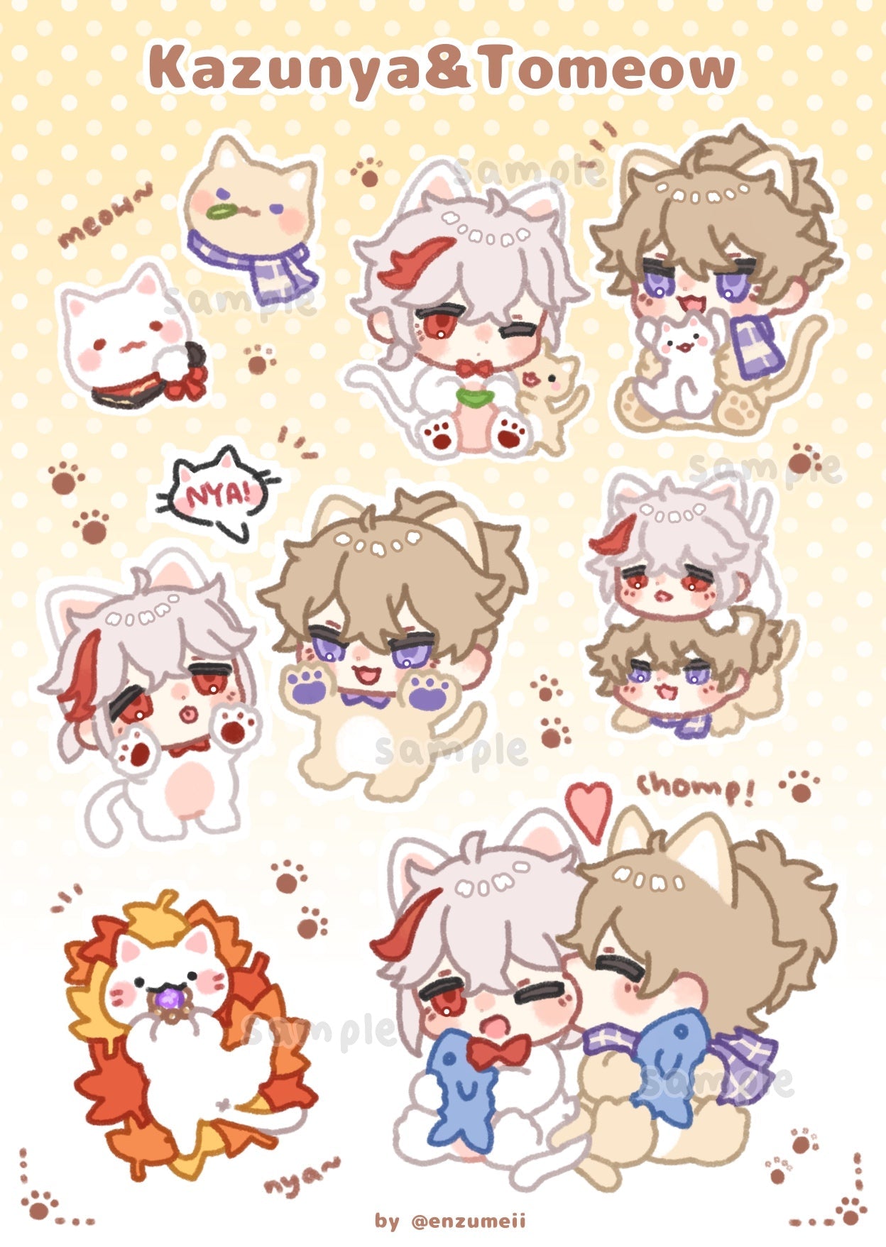 Kazunyan & Tomeow TMKZ sticker sheet