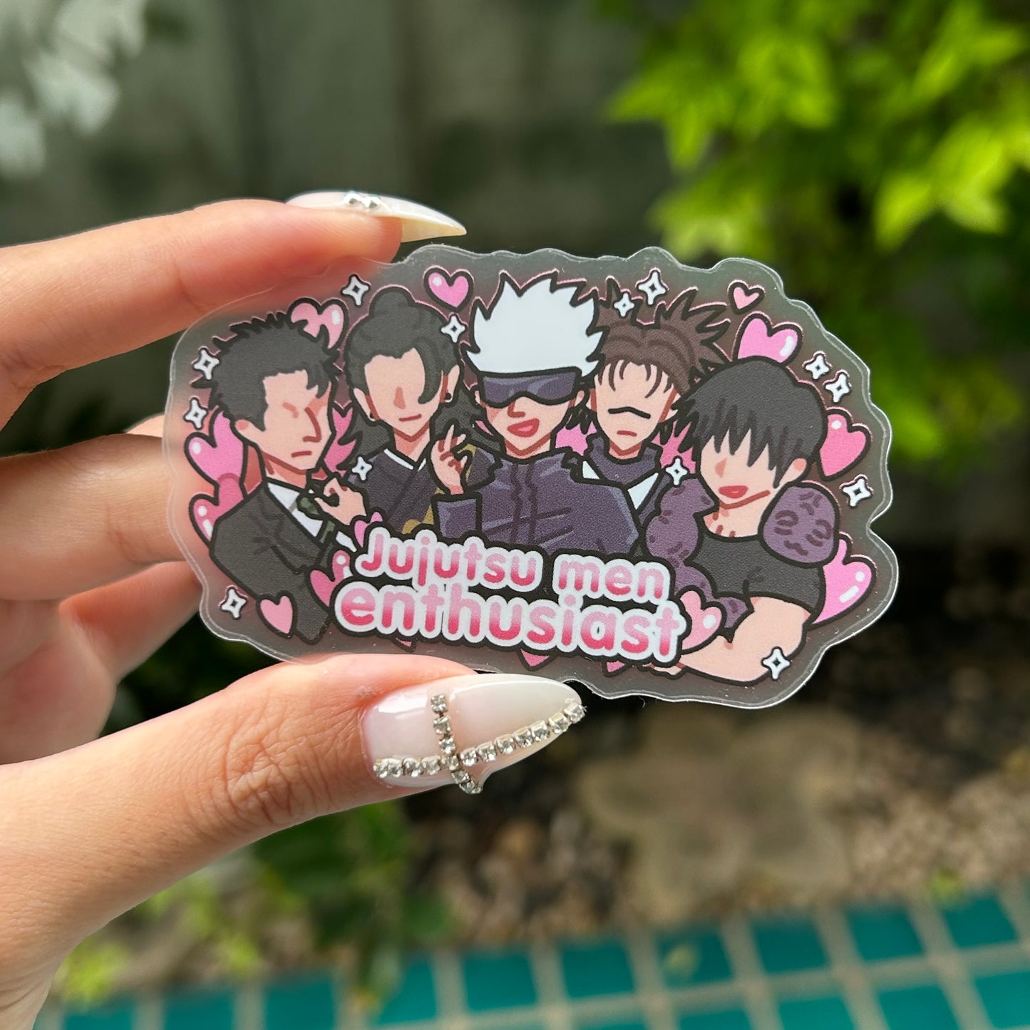 2D men enthusiasts BIG transparent sticker