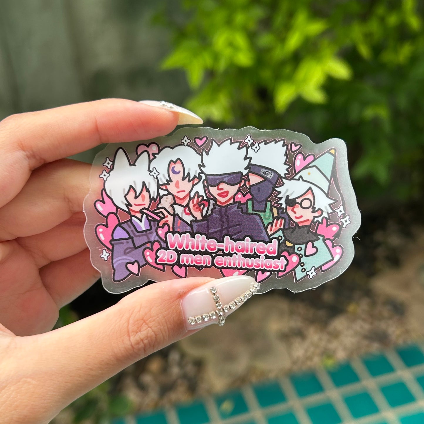 2D men enthusiasts BIG transparent sticker