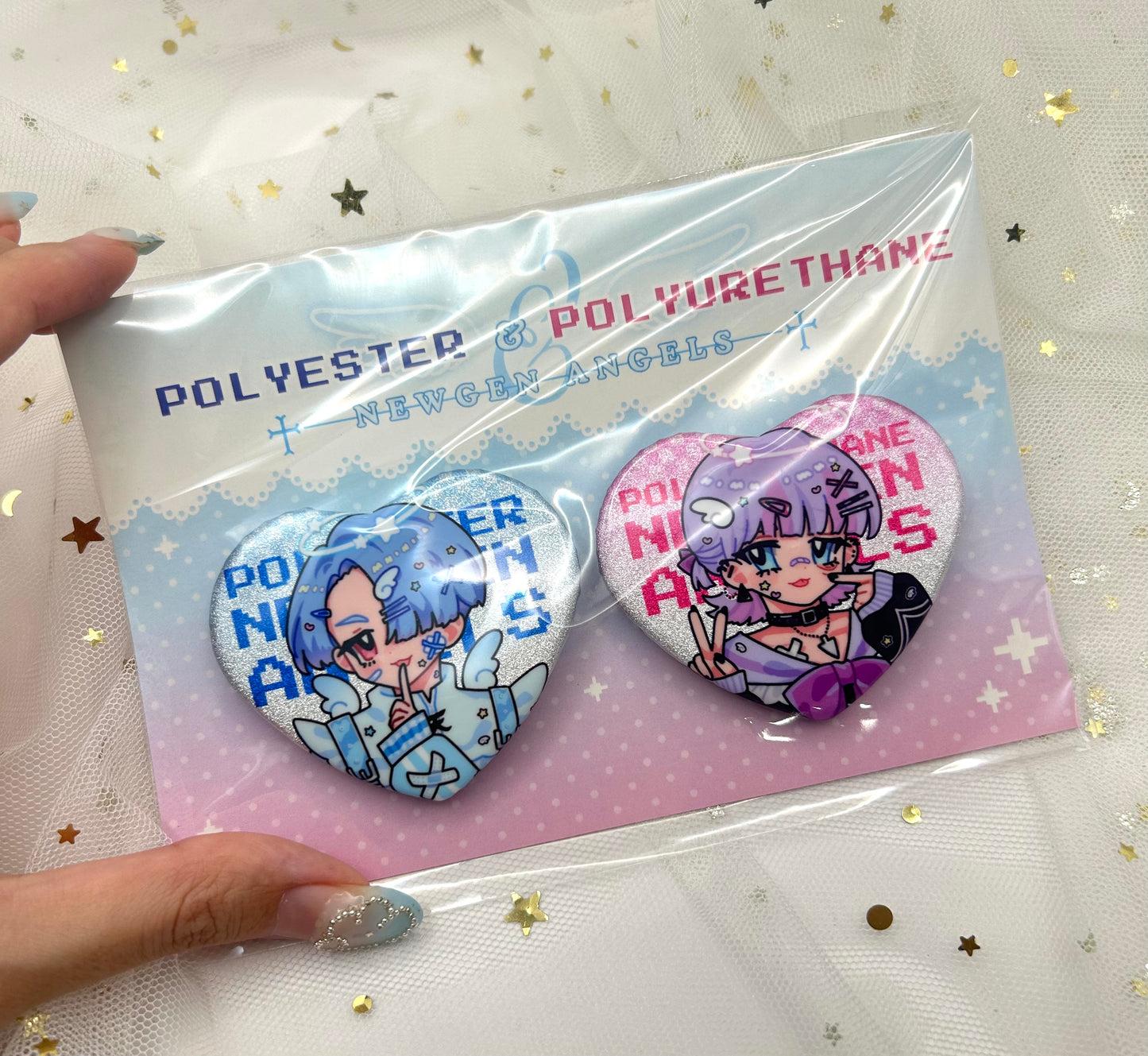 PTAS glitter double badge set : Polyester & Polyurethane