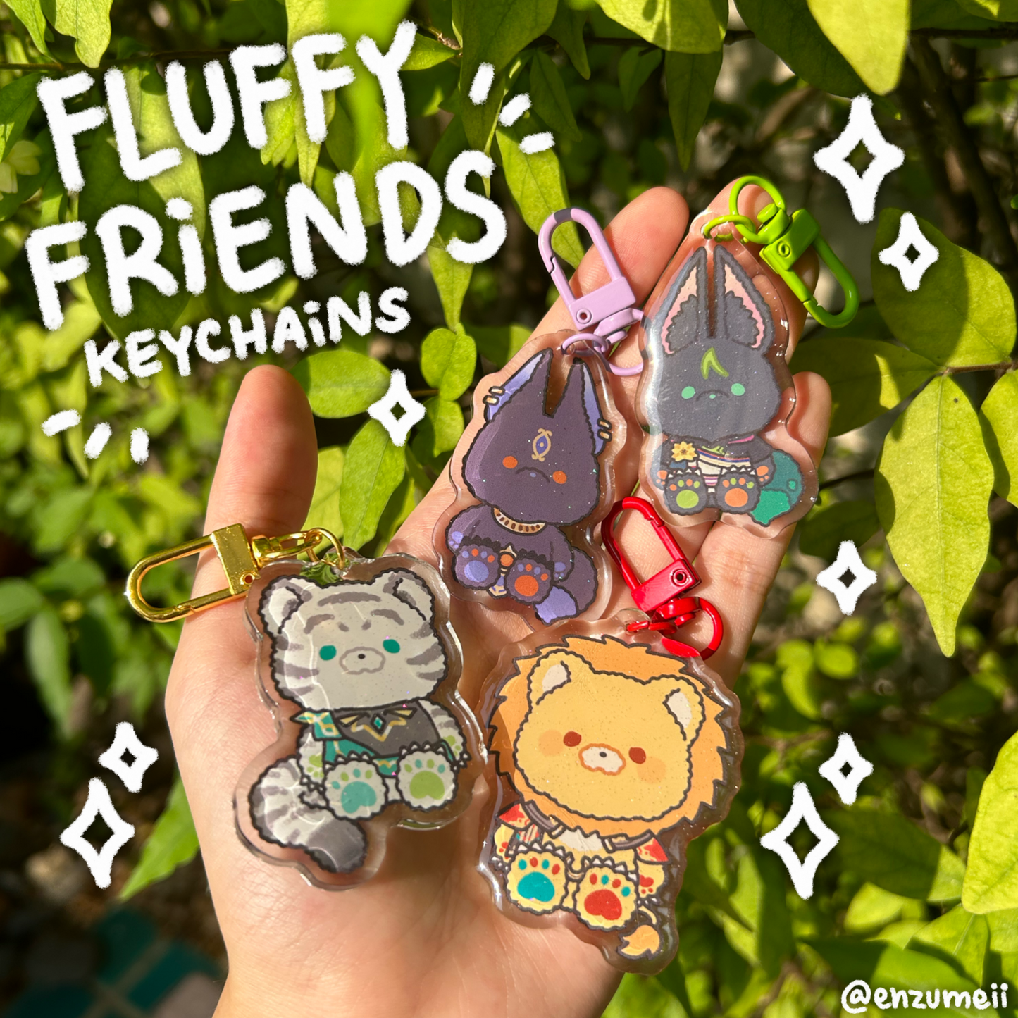Fluffy Friends Glitter Epoxy keychains