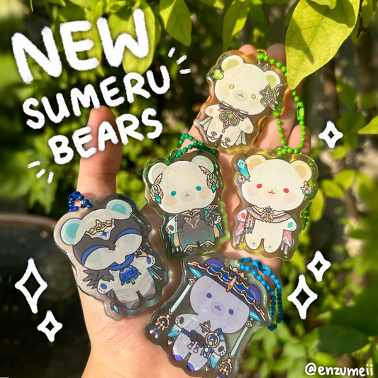 [INSTOCK] Bears of Teyvat, Genshin Impact Bears Epoxy Acrylic Charms