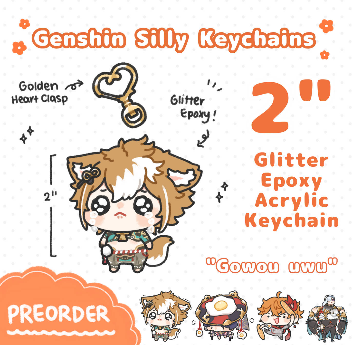 [INSTOCK] Genshin Silly Glitter Epoxy Acrylic Keychains