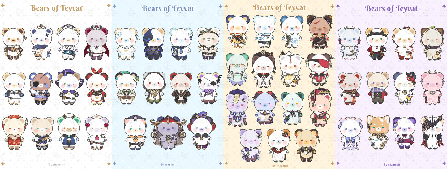 [INSTOCK] Bears of Teyvat, Genshin Impact Bears Sticker sheet